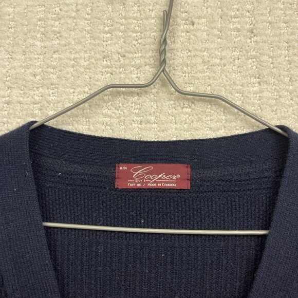 VTG Sweater Men M Blue Cooper Wool Blend Cardigan Grandpa Button 90s Canada Made - Picture 7 of 16